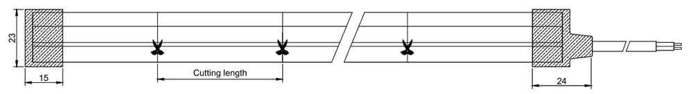 dimension diagram for neon strip 1220