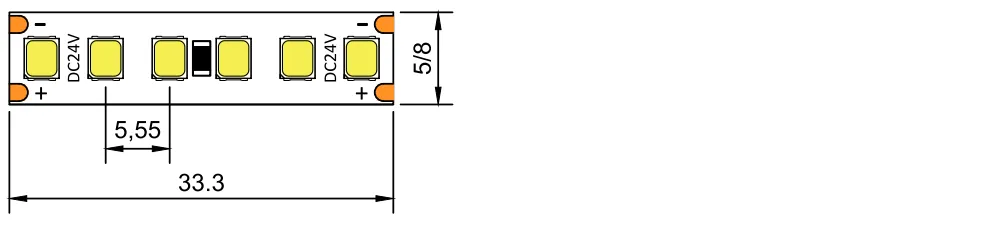drawing of 2835 LED strips 180LED 24V 5mm 8mm