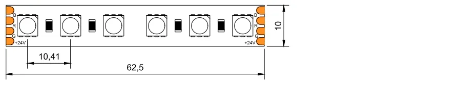 drawing of RGB LED strip 96LED 24V