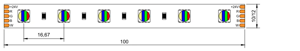 drawing of RGBW LED strip 60LED