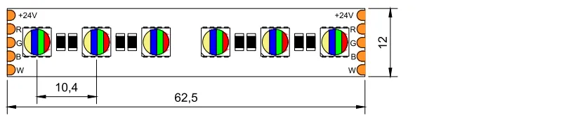 drawing of RGBW LED strip 96LED