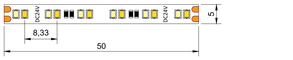drawing of turnable white 2216 240LED 5mm 2 wire