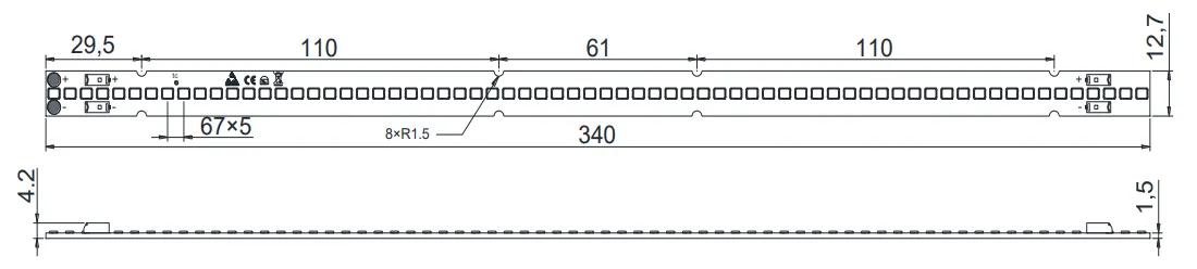 Drawing for 280mm 56LEDs LED module