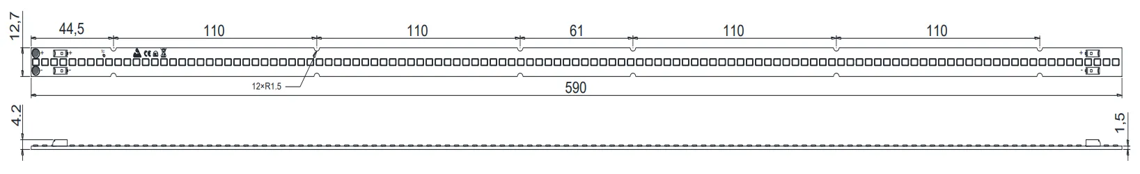 Drawing for 560mm 112LEDs LED module
