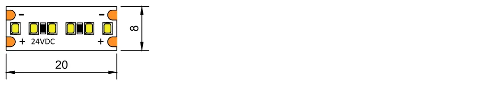 dimension of 2216 LED strips 24V 300LED