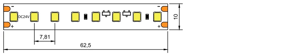 dimension of 2835 LED strip 128LED