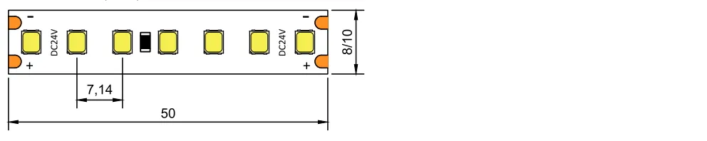 dimension of LED flexible strip 140LED 24V