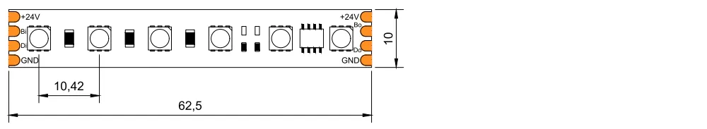 dimension of Pixel Chasing RGB LED strip 12V24V 96LED