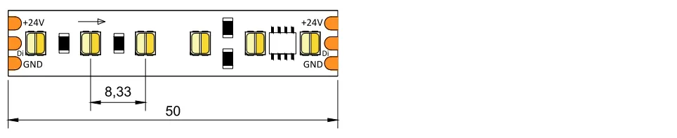 dimension of Pixel Chasing SPI tunable white 120LED 24V