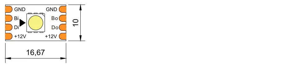 drawing of Pixel Chasing LED strip manufacturer 12V 60LED