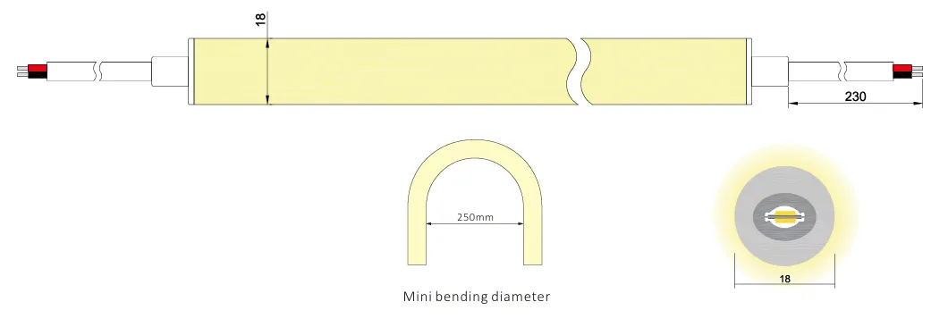 drawing of Round Neon strip 360 degree 25mm