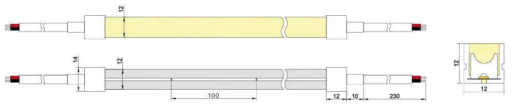 dimensional drawing of LED wall washer 1212