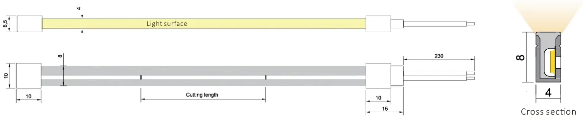 dimensional drawing of neon strip 0408