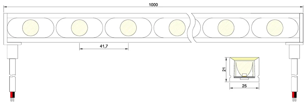 dimensional drawing of wall washer 2521 single color RGB RGBW