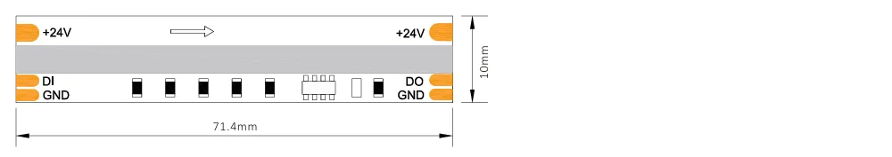drawing of COB SPI RGBW LED strip 784chips