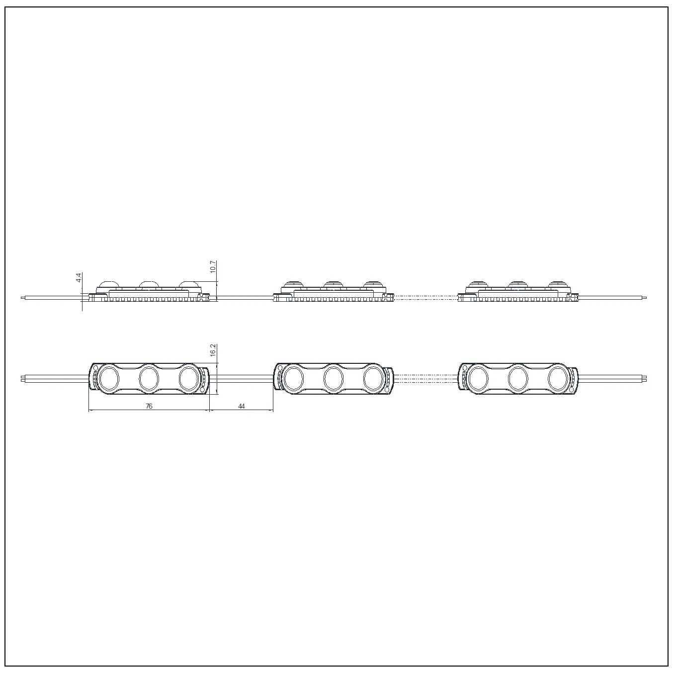 dimension of LED module 48V 3LED