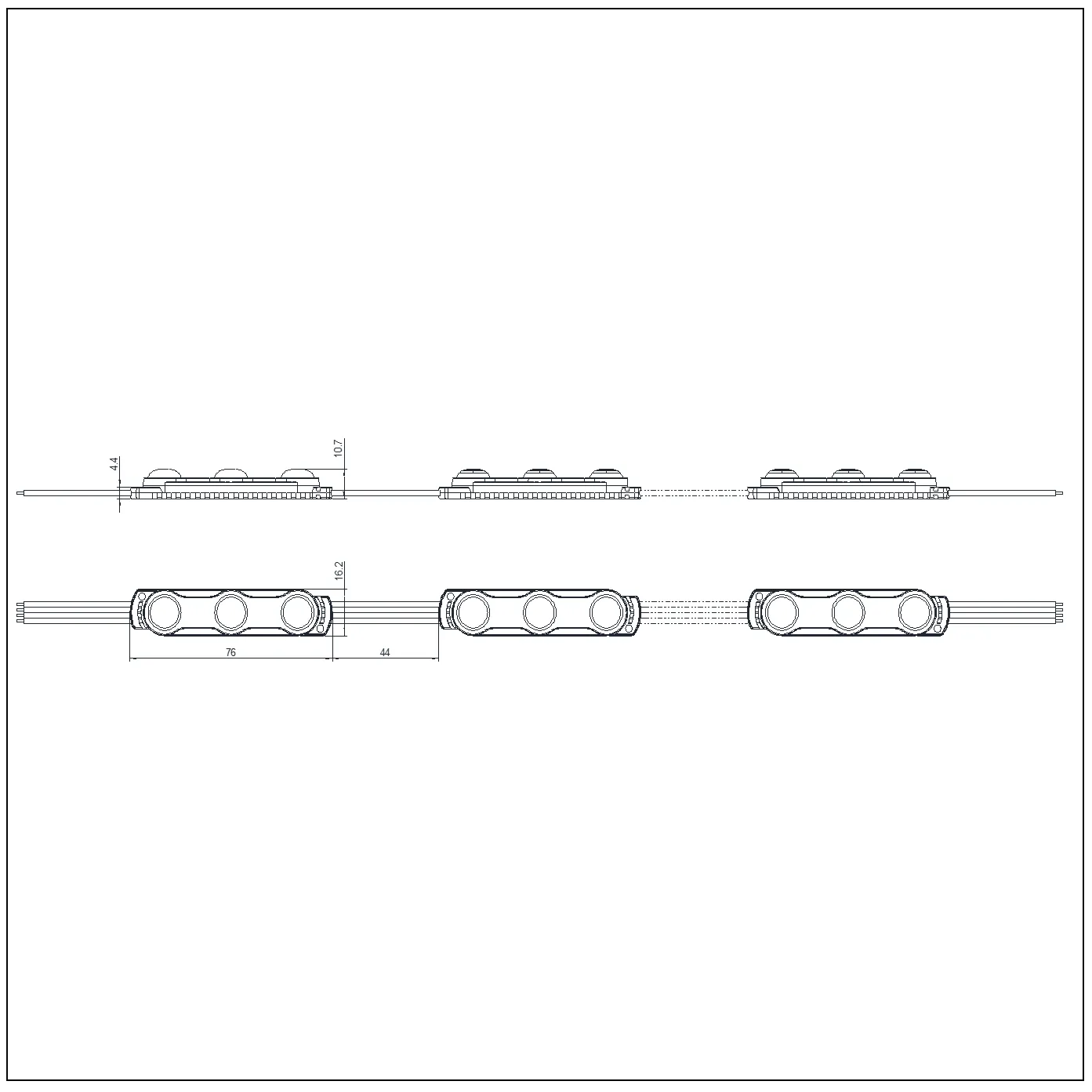 drawing of LED module RGB 24V 3LED